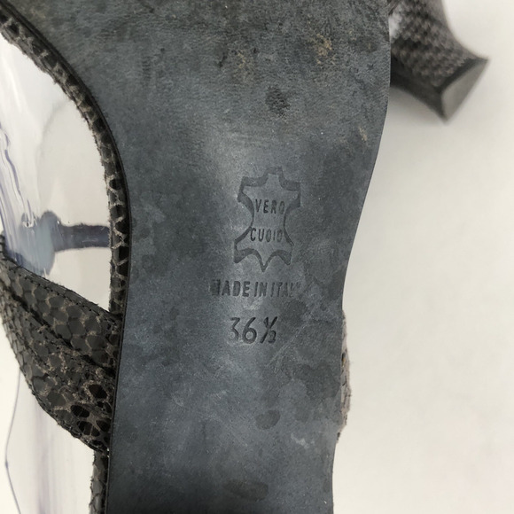 THIERRY RABOTIN Kitten Heel Shoes Sz 36.5 / 6.5 Snake Adjustable Straps Italy - Picture 4 of 14